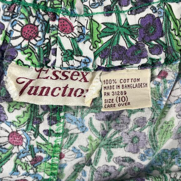 Vintage Essex Junction Green Floral Flowers High Rise Cotton Cottage Shorts 10 - Picture 4 of 8